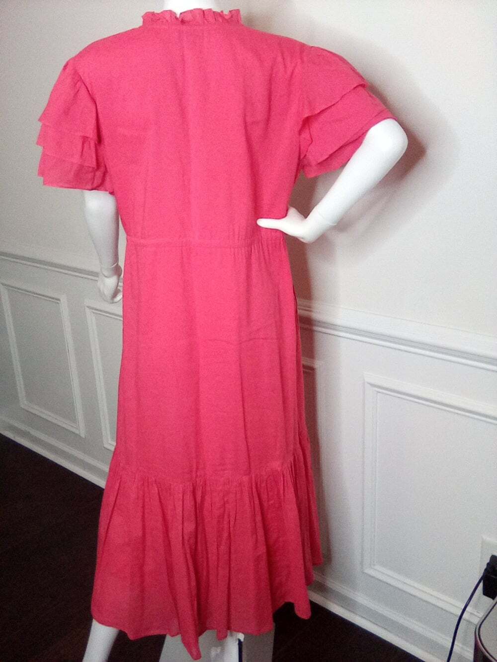 Olivia James The Label Delia Pink Plunge Neck Flutter Sleeve Maxi Sundress, XL - Picture 13 of 16